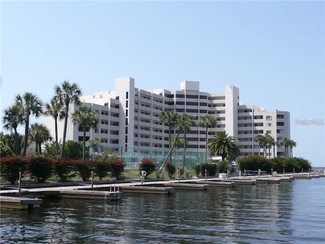 view of water feature featuring a boat dock