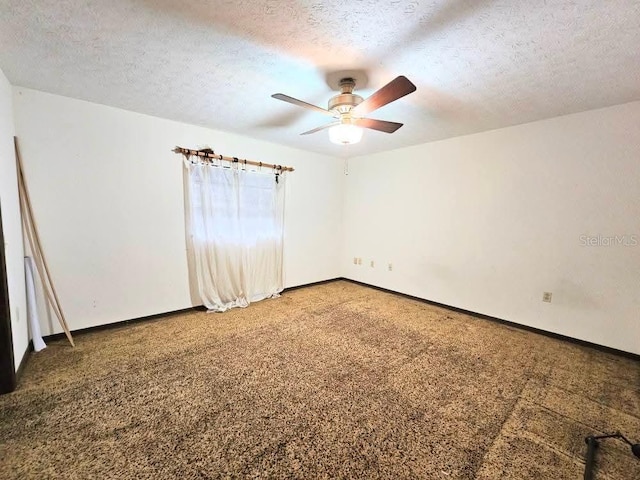 11327 Carter Grove Ln, Thonotosassa, FL 33592 - empty room featuring a ceiling fan, carpet floors, and a textured ceiling
