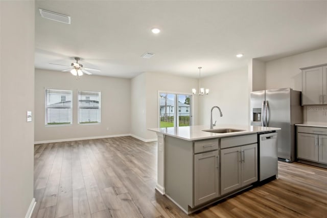 45 Perkins Ln, Palm Coast, FL 32164 - kitchen with a sink, visible vents, gray cabinetry, and appliances with stainless steel finishes