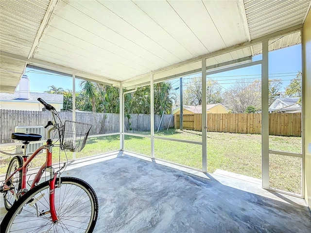 view of unfurnished sunroom