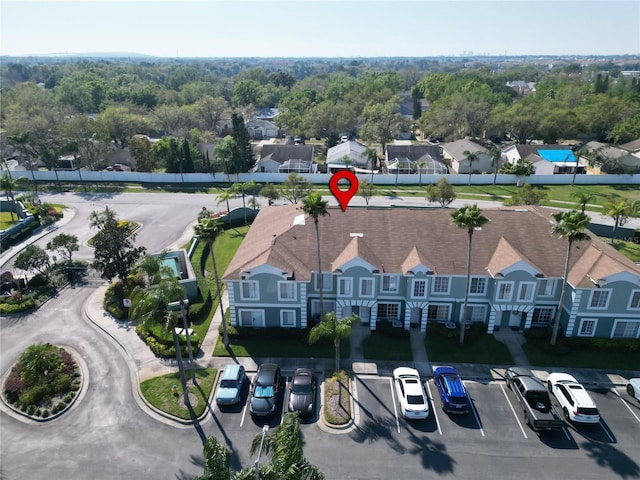 drone / aerial view with a residential view