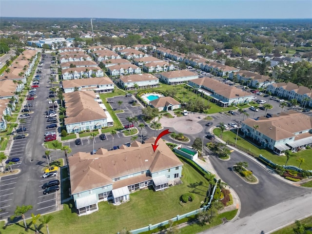 aerial view with a residential view