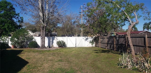 view of yard featuring a fenced backyard