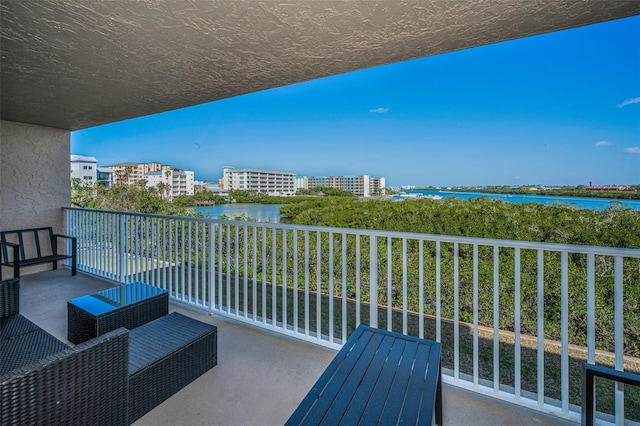 balcony with a water view