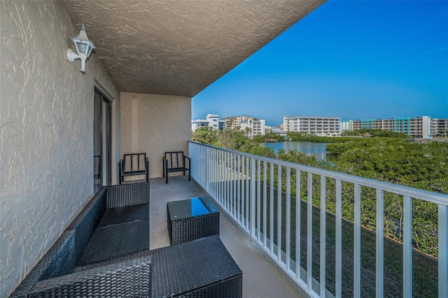 balcony with a water view