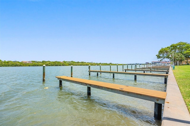 view of dock featuring a water view