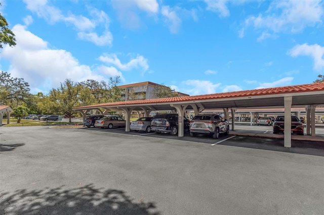 view of covered parking lot