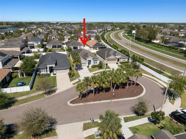 drone / aerial view with a residential view