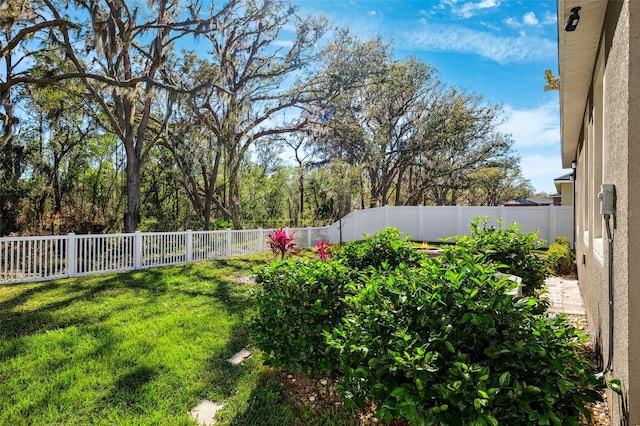 view of yard featuring a fenced backyard