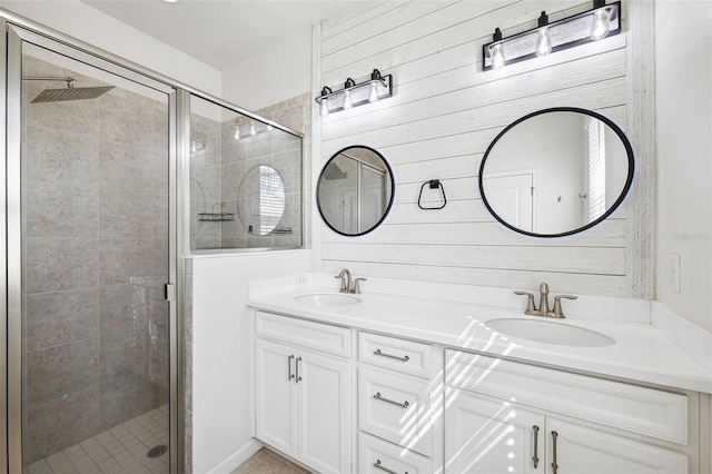 13001 Satin Lily Dr, Riverview, FL 33579 - full bath with a sink, a shower stall, and double vanity