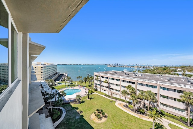 balcony with a water view