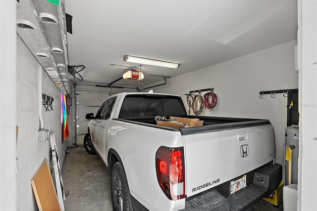 garage with a garage door opener