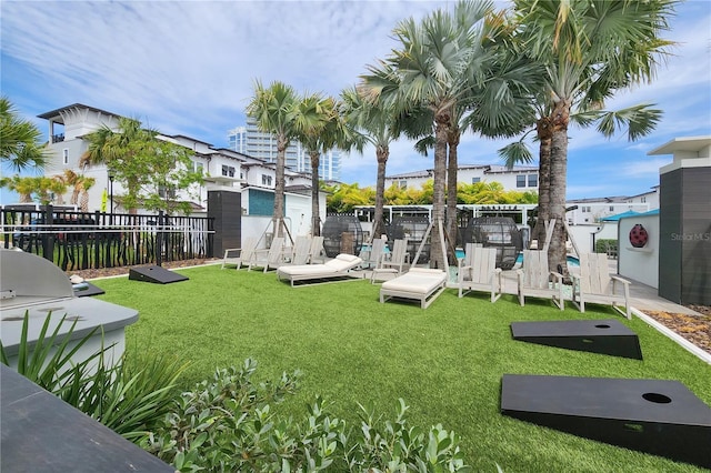 view of yard featuring fence