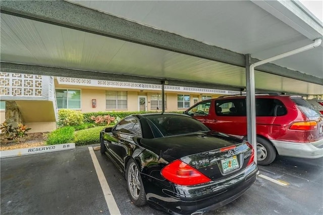 view of covered parking lot