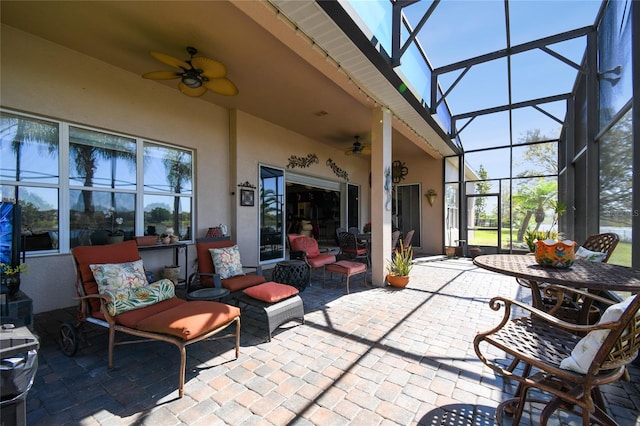 252 Bayou Bend Rd, Groveland, FL 34736 - sunroom / solarium featuring ceiling fan