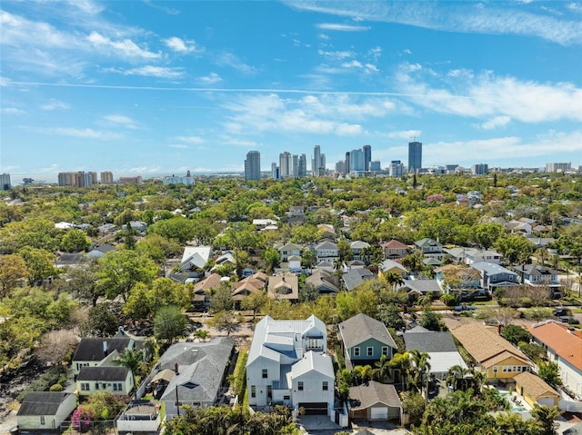 aerial view featuring a view of city and a residential view