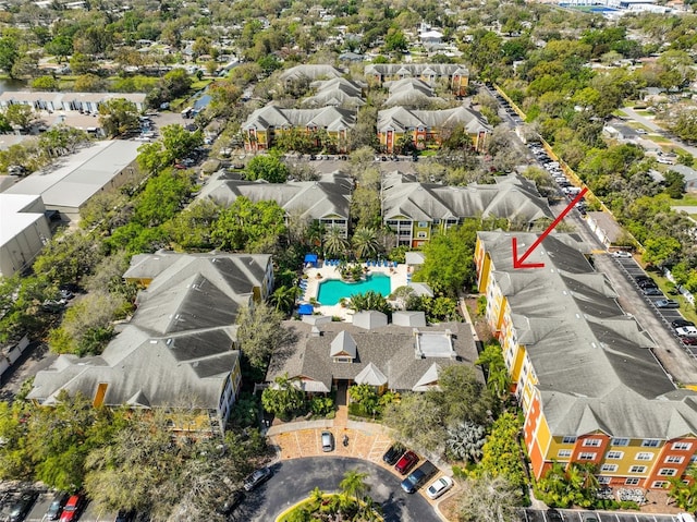 aerial view featuring a residential view