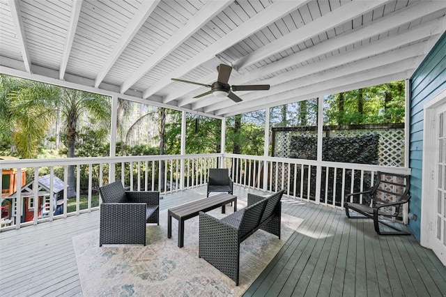 deck with ceiling fan