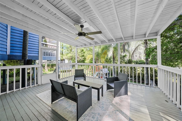 deck featuring ceiling fan