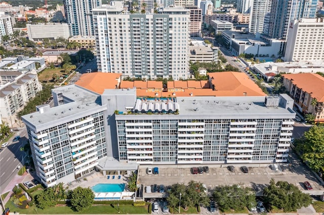 drone / aerial view with a view of city