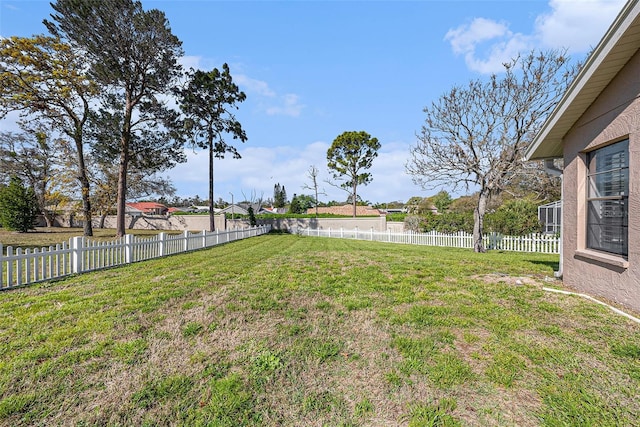 view of yard featuring a fenced backyard