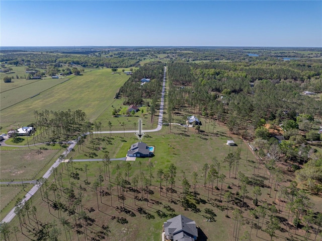 drone / aerial view featuring a rural view