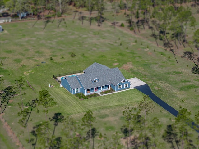 aerial view featuring a rural view