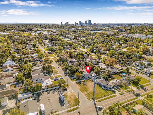 drone / aerial view featuring a city view