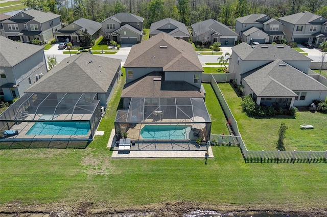 bird's eye view with a residential view