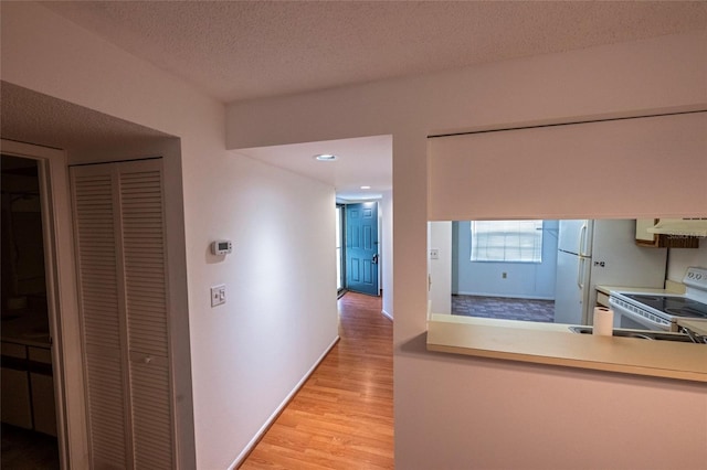 6125 113th St Unit 505, Seminole, FL 33772 - hallway with light wood-style floors and a textured ceiling