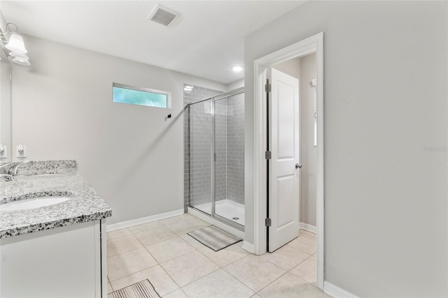 2612 E 26th Ave, Tampa, FL 33605 - bathroom featuring visible vents, baseboards, a shower stall, and tile patterned flooring