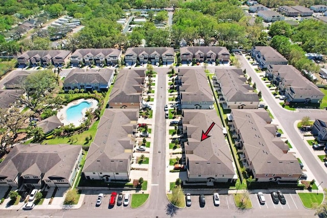 aerial view with a residential view