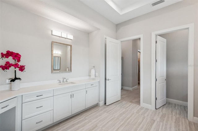 bathroom with visible vents, vanity, and baseboards