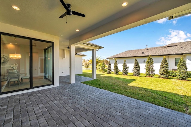 view of patio / terrace with a ceiling fan