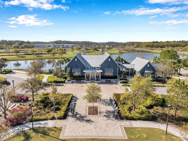 bird's eye view featuring a water view