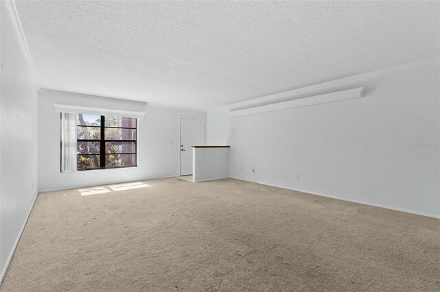 carpeted empty room featuring a textured ceiling