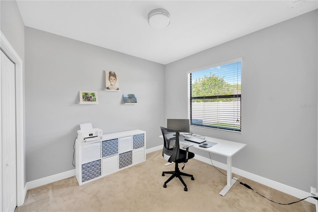 office with baseboards and carpet