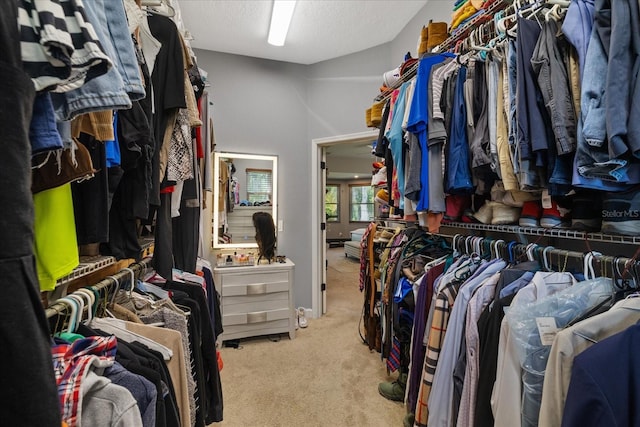 spacious closet with carpet flooring