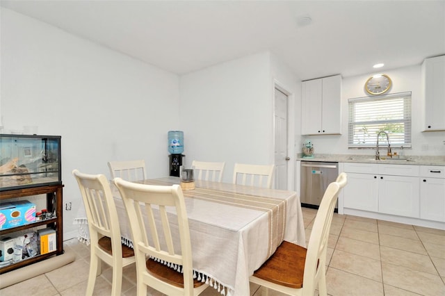 dining space with light tile patterned flooring