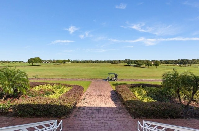 view of yard with a rural view