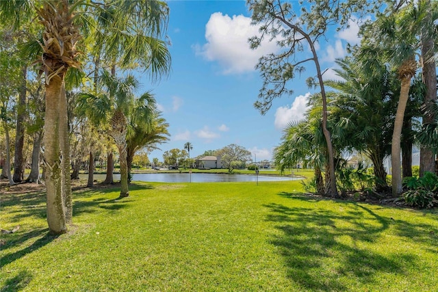 view of yard featuring a water view