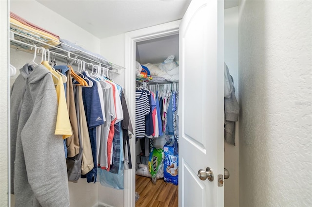 spacious closet with wood finished floors