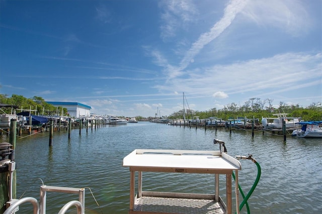 view of dock featuring a water view