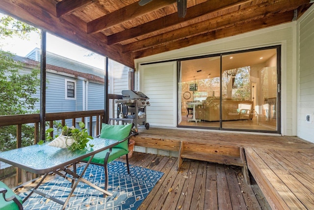 deck featuring grilling area