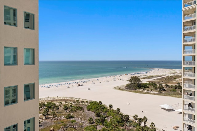 property view of water with a beach view