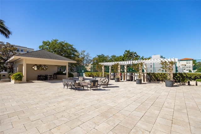 view of patio featuring a pergola