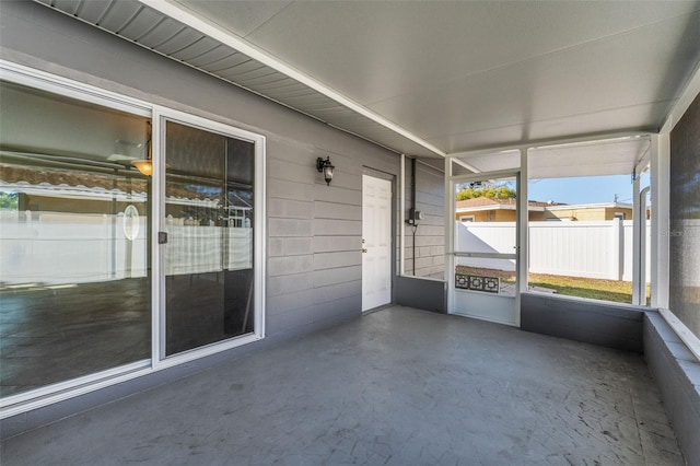 view of unfurnished sunroom