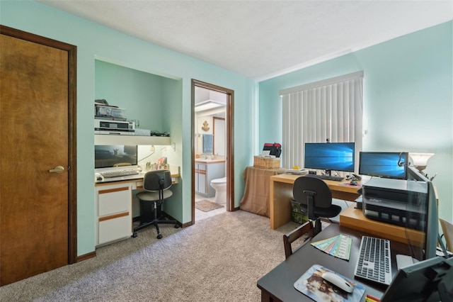 office area with carpet flooring