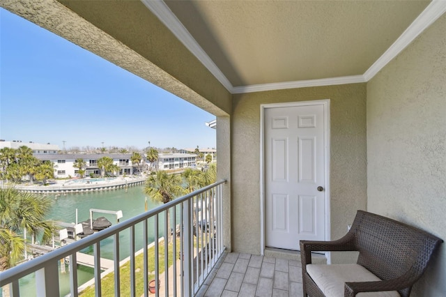 balcony with a water view