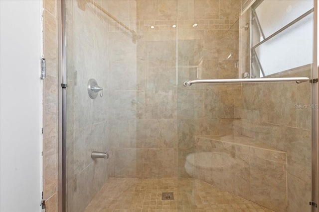 full bathroom featuring a shower stall